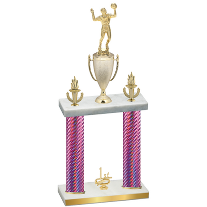 Double Pink Carbon Fiber First Place Volleyball Trophy