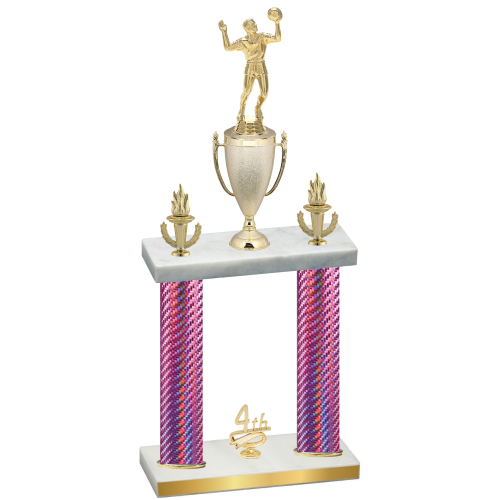 Double Pink Carbon Fiber Fourth Place Volleyball Trophy
