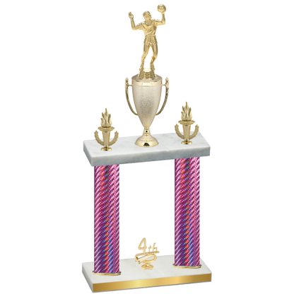 Double Pink Carbon Fiber Fourth Place Volleyball Trophy