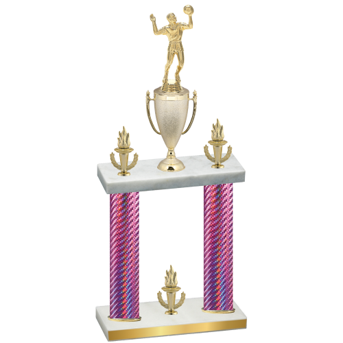 Double Pink Carbon Fiber Victory Volleyball Trophy