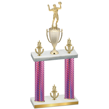 Double Pink Carbon Fiber Victory Volleyball Trophy