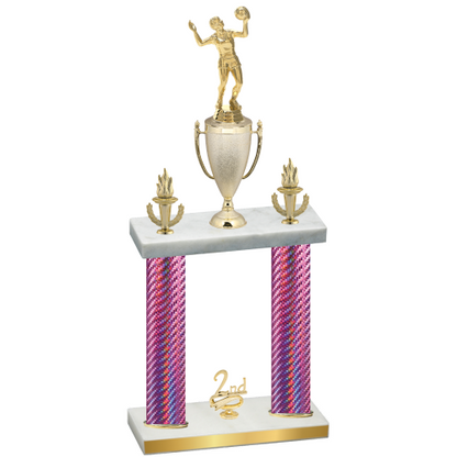 Double Pink Carbon Fiber Second Place Volleyball Trophy