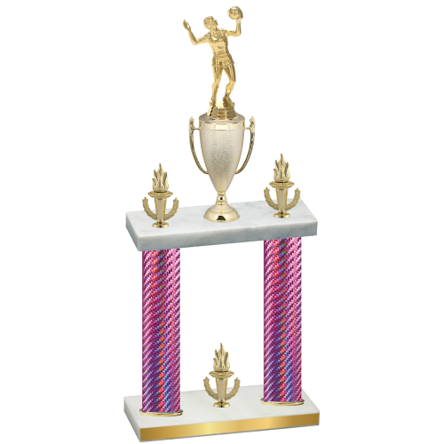 Double Pink Carbon Fiber Victory Volleyball Trophy