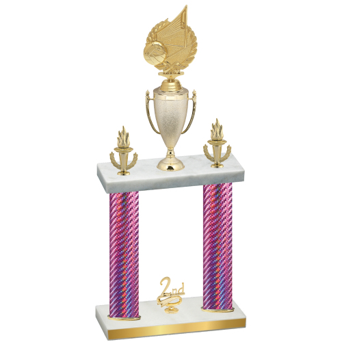 Double Pink Carbon Fiber Second Place Volleyball Trophy