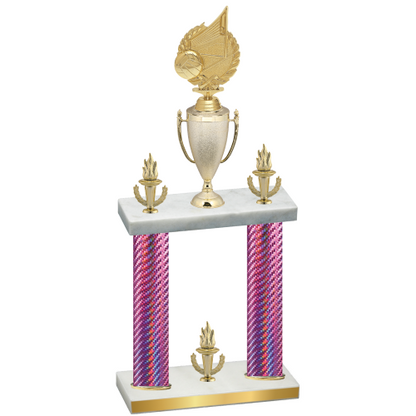 Double Pink Carbon Fiber Victory Volleyball Trophy