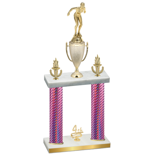 Double Pink Carbon Fiber Fourth Place Tennis Trophy