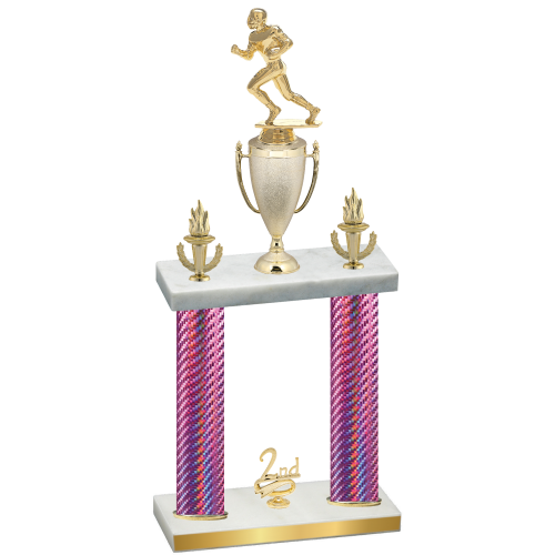Double Pink Carbon Fiber Second Place Football Trophy