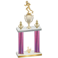 Double Pink Carbon Fiber Third Place Football Trophy