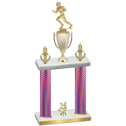 Double Pink Carbon Fiber Year Football Trophy
