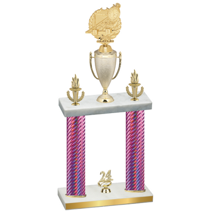 Double Pink Carbon Fiber Year Swimming Trophy