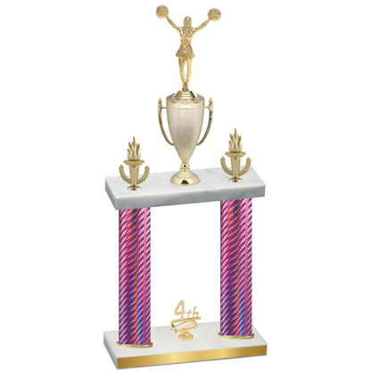 Double Pink Carbon Fiber Fourth Place Cheerleading Trophy