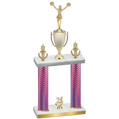 Double Pink Carbon Fiber Year Cheerleading Trophy