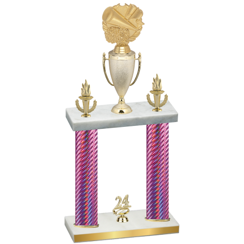 Double Pink Carbon Fiber Year Cheerleading Trophy