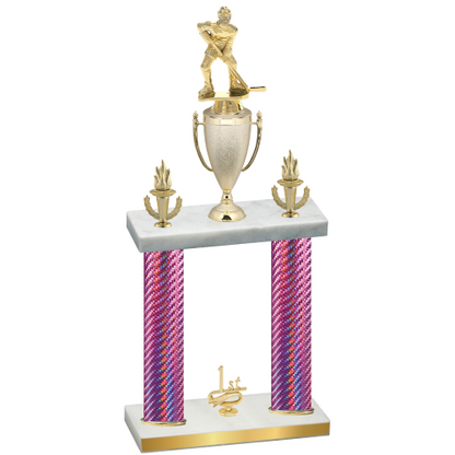 Double Pink Carbon Fiber First Place Hockey Trophy