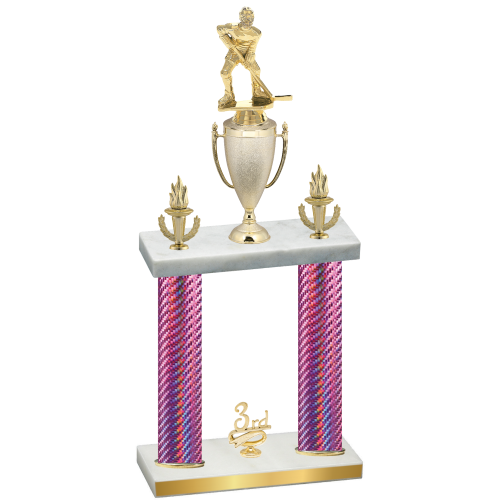 Double Pink Carbon Fiber Third Place Hockey Trophy