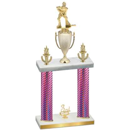 Double Pink Carbon Fiber Third Place Hockey Trophy