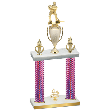 Double Pink Carbon Fiber Fourth Place Hockey Trophy