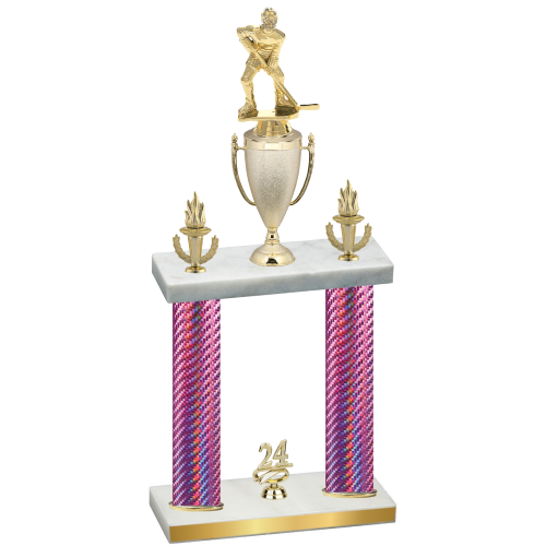 Double Pink Carbon Fiber Year Hockey Trophy