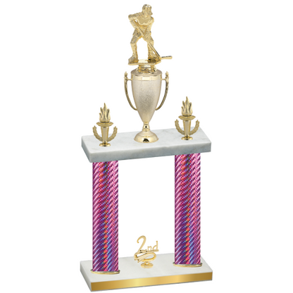 Double Pink Carbon Fiber Second Place Hockey Trophy