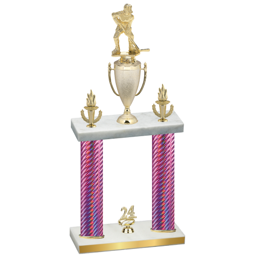 Double Pink Carbon Fiber Year Hockey Trophy