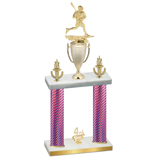 Double Pink Carbon Fiber Fourth Place Lacrosse Trophy