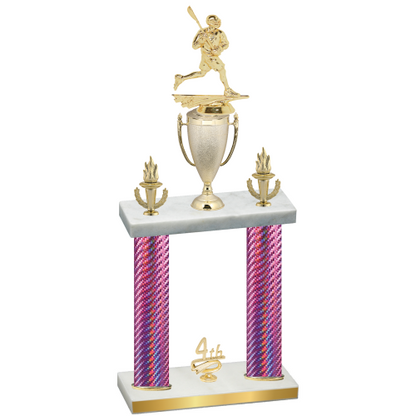 Double Pink Carbon Fiber Fourth Place Lacrosse Trophy