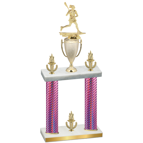 Double Pink Carbon Fiber Victory Lacrosse Trophy