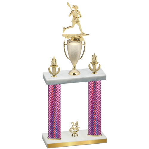 Double Pink Carbon Fiber Year Lacrosse Trophy