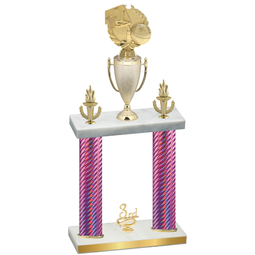 Double Pink Carbon Fiber Third Place Basketball Trophy