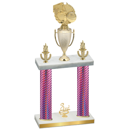 Double Pink Carbon Fiber Third Place Basketball Trophy