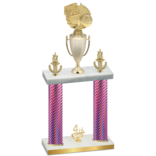 Double Pink Carbon Fiber Fourth Place Basketball Trophy