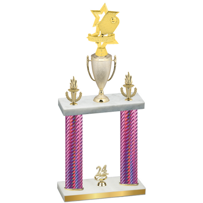Double Pink Carbon Fiber Year Pickleball Trophy