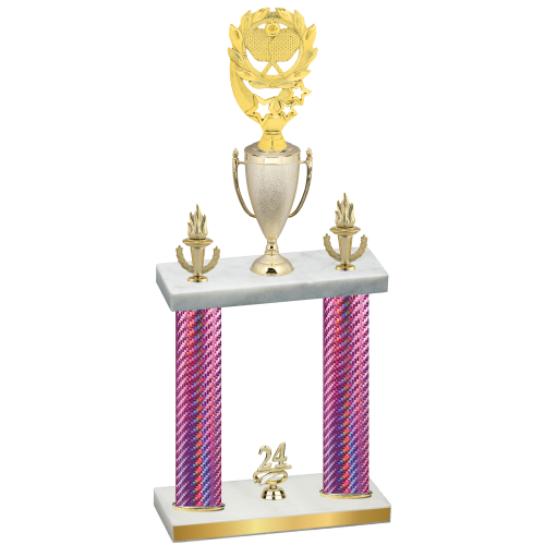 Double Pink Carbon Fiber Year Pickleball Trophy