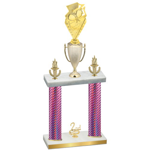 Double Pink Carbon Fiber Second Place Pickleball Trophy