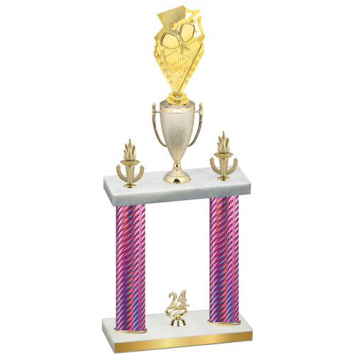 Double Pink Carbon Fiber Year Pickleball Trophy