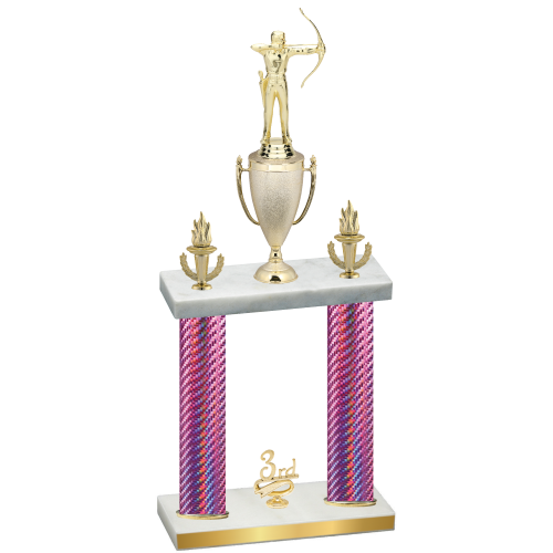 Double Pink Carbon Fiber Third Place Archery Trophy