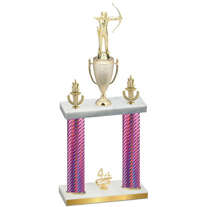 Double Pink Carbon Fiber Fourth Place Archery Trophy