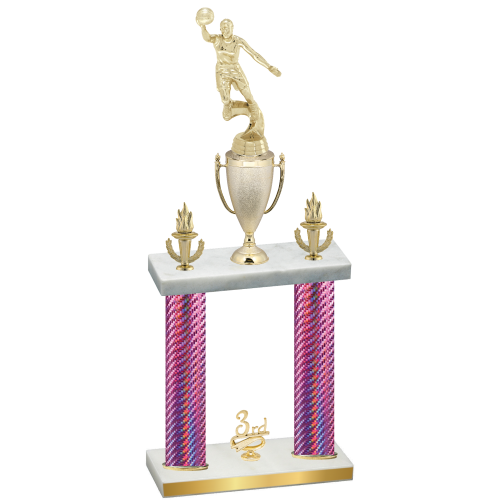 Double Pink Carbon Fiber Third Place Basketball Trophy