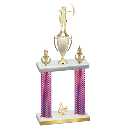 Double Pink Carbon Fiber Third Place Archery Trophy