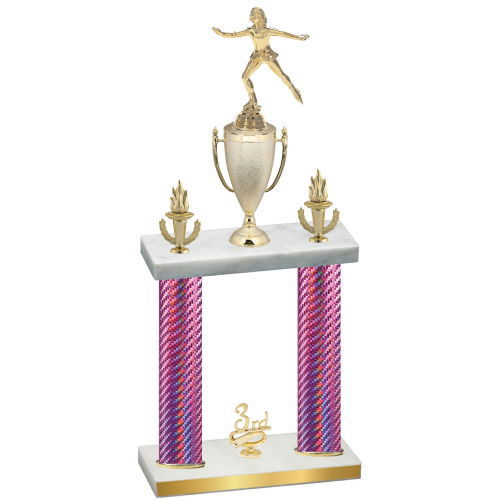 Double Pink Carbon Fiber Third Place Skater Trophy