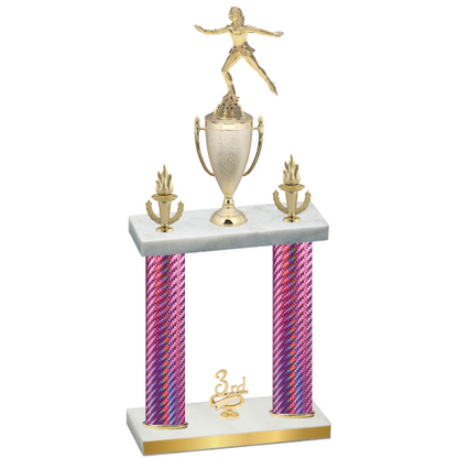 Double Pink Carbon Fiber Third Place Skater Trophy