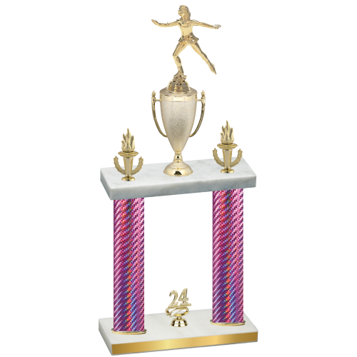 Double Pink Carbon Fiber Year Skater Trophy