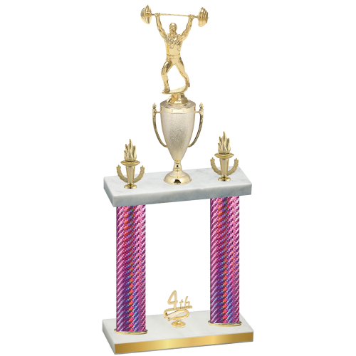 Double Pink Carbon Fiber Fourth Place Weights Trophy