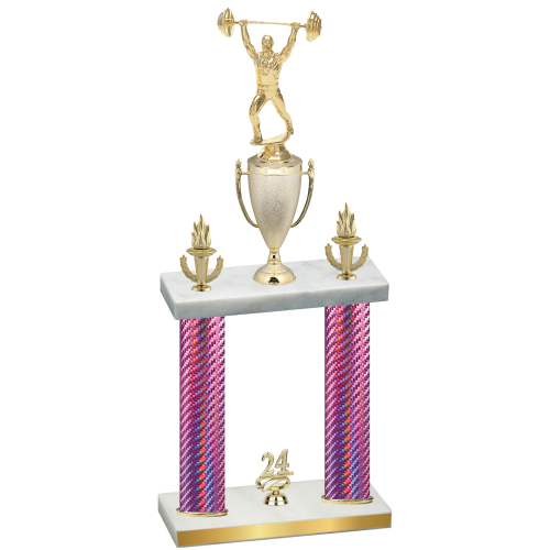 Double Pink Carbon Fiber Year Weights Trophy