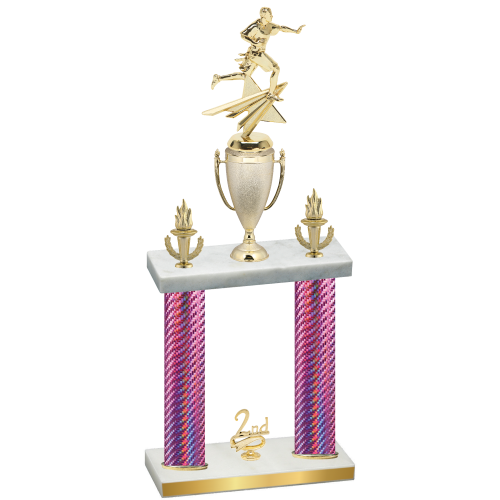 Double Pink Carbon Fiber Second Place Flag Football Trophy