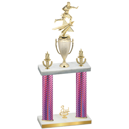 Double Pink Carbon Fiber Third Place Flag Football Trophy