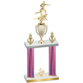 Double Pink Carbon Fiber Fourth Place Flag Football Trophy