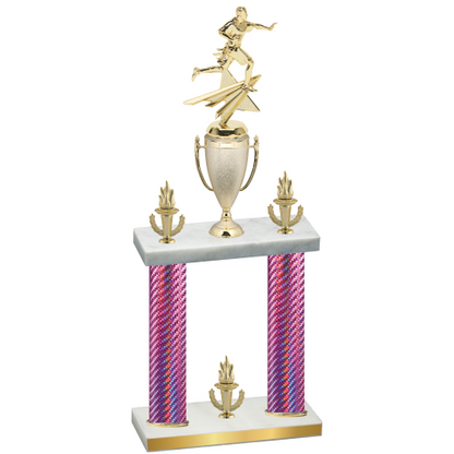 Double Pink Carbon Fiber Victory Flag Football Trophy