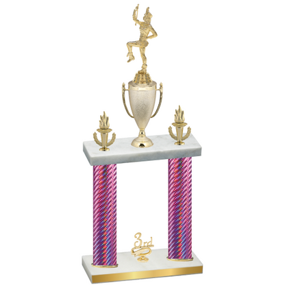 Double Pink Carbon Fiber Third Place Majorette Trophy