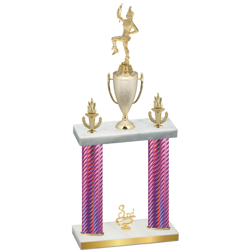 Double Pink Carbon Fiber Third Place Majorette Trophy